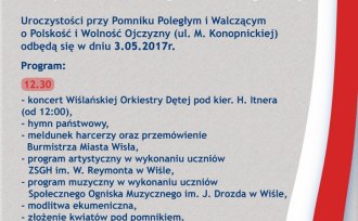 Plakat dotyczący Obchodów Święta Narodowego 3 Maja