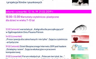 Plakat promujący Ferie w Bibliotece