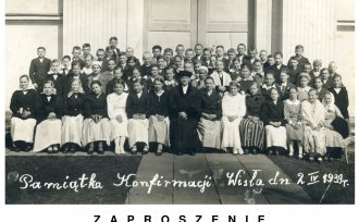 Wzór zaproszenia ze starą fotografią konfirmantów