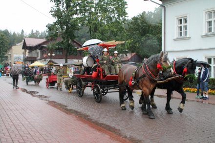 Pochód dożynkowy w Wiśle - koniowóz