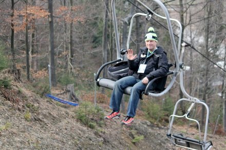 Trener Jan Szturc na wyciągu