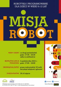 Plakat zajęć "Misja Robot"