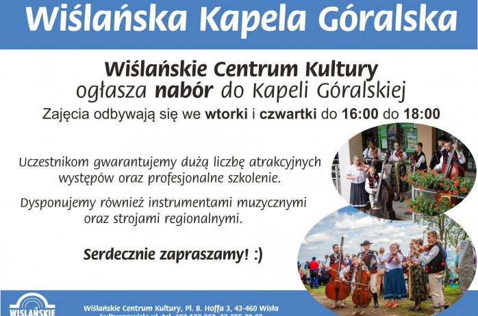 Plakat - Nabór do Wiślańskiej Kapeli Góralskiej