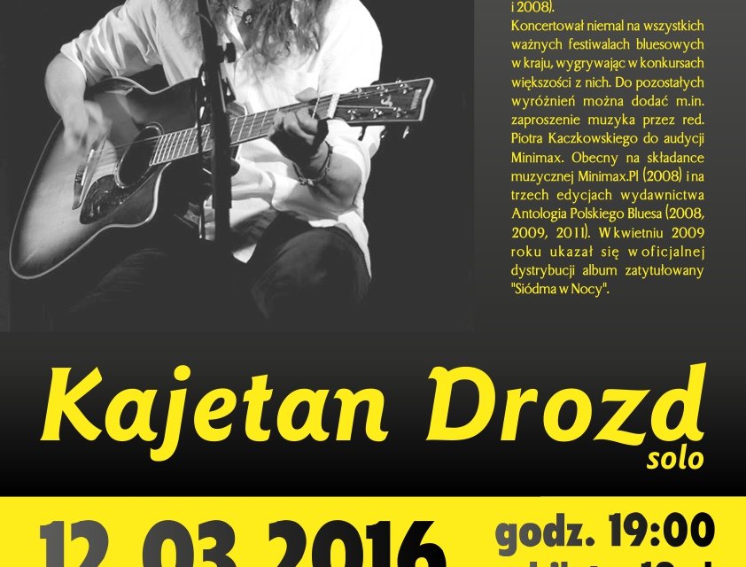 Plakat promujący koncert Kajetana Drozda
