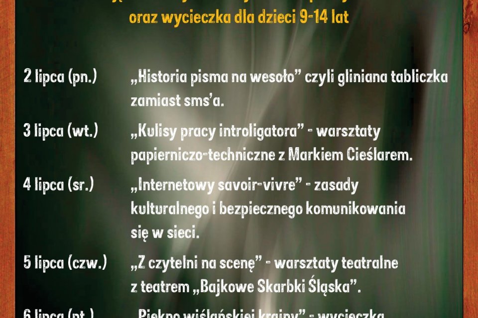 Plakat promujący Letnią Akademię Zabawy