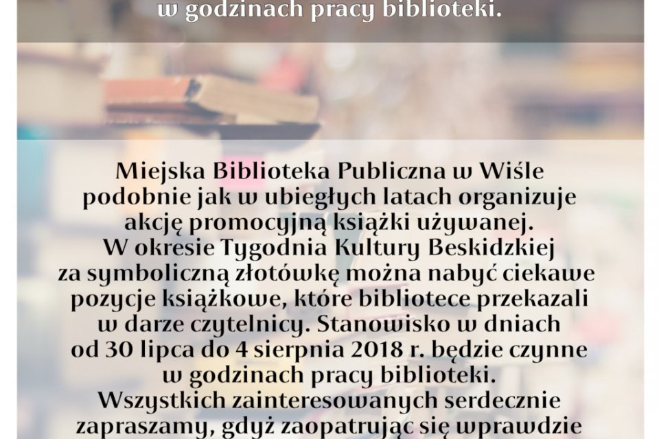 Plakat promujący promocję książki używanej